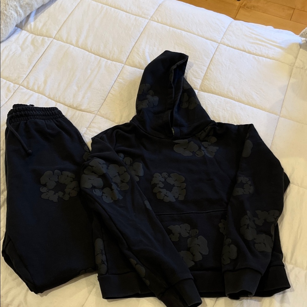 Denim Tears Cotten Wreath Hoodie and Sweats Black Monochrome